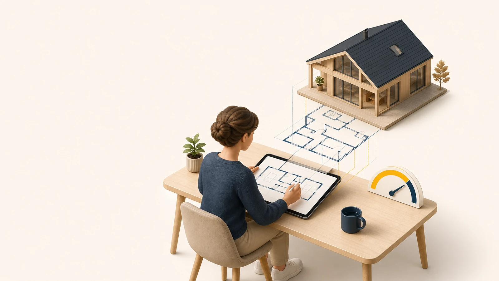 Privatperson ritar sitt hus i iPlanner och ser byggkostnaden